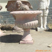 石雕花盆园林和花园装饰的大理石花盆，园林石雕