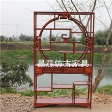 【诚信厂家】仿古家具中式实木博古架双面正圆博古架