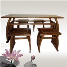 【新品】中式仿古家具南榆木琴桌马鞍桌五件套明清古典实木茶桌