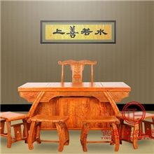【送电磁炉】亿诺非洲黄花梨将军茶桌六件套红木茶台