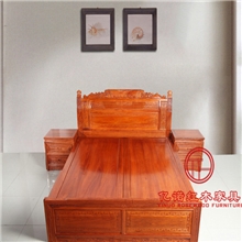 【厂家供应】亿诺非洲黄花梨如意象头大床1.8米红木床