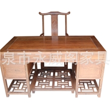 红木家具鸡翅木办公桌两件套明式办公桌两件套