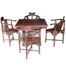 中式仿古酒店茶楼用桌实木茶桌五件套
