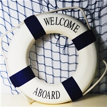 地中海风格一件代发货场所景布置房间装饰白蓝色泳圈救身圈