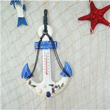 地中海风格饰品家居壁挂装饰实木手工船锚温度计挂钩
