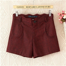 新款秋冬女装呢子短裤裤子批发格子女士靴裤毛呢短裤