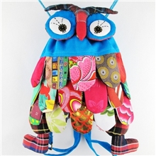 云南民族特色布艺羽毛片猫头鹰包儿童包双肩包民族风背包