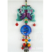 厂家批发民族风礼品东巴文七彩双鱼挂件工艺品时尚挂饰