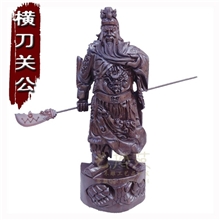 50公分横刀关公武财神关公像黑檀木雕工艺摆件木质商务礼品