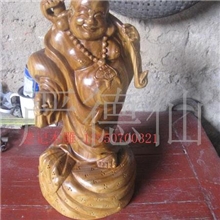 批发供应木雕工艺品礼品绿檀如意弥勒佛摆件