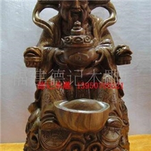 【德記】批发木雕工艺品招财礼品摆件佛像绿檀坐财神