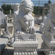 供应大理石石雕大型石狮子纯手工吉祥石狮石雕雕刻精细