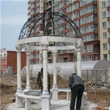 供应曲阳石雕亭子晚霞红凉亭走廊