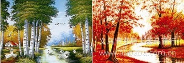高清立体画批发，三维画批发定做，PET光栅25*35变图，秋天风景变