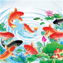 高清立体画批发，义乌三维画批发，3D光栅画，富贵有余，九条鱼