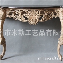 美式做旧风格雕花售楼处大堂酒店玄关柜桌条案软装巴洛克