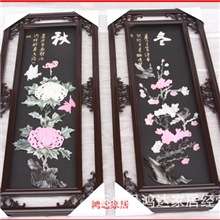 厂家直销黑色四条屏梅兰竹菊、春夏秋冬玉雕装饰画框花角框相框