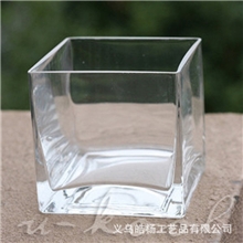【皓杨】正方形方缸水培玻璃花瓶/外贸透明水培器皿花器机压