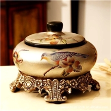 批发供应欧式复古田园陶瓷烟灰缸带盖烟灰缸摆件