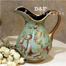 欧式陶瓷花瓶手绘陶器花瓶田园花器美式乡村插花瓶装饰品