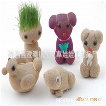 中小号义乌草娃娃长草娃娃/草头娃娃青草种植新奇特工艺礼品