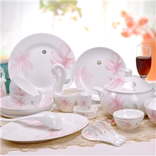 供应新品骨瓷陶瓷餐具56头新骨瓷高档配置睡美人餐饮用品套具