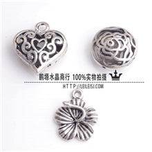 水晶饰品手链DIY配件藏银镂空雕花花朵心型四叶草配饰复古做旧款