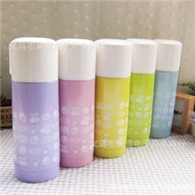 350ml彩色糖果色日系韩版碎花304不锈钢保温杯水杯