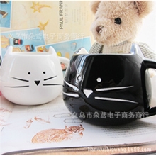 创意可爱萌卡通黑白猫陶瓷马克随手早餐咖啡水杯随手杯子