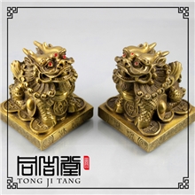 批发铜貔貅四面招财双角富贵貔貅圣兽摆件1对