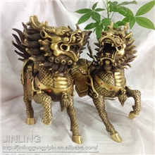 【厂家批发】纯铜火麒麟家居风水摆件铜器铜像铜麒麟