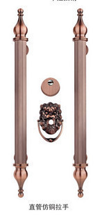 供应仿铜门拉手古铜大门把手狮子头直管铜门拉手大铜门把手