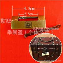 古铜色大号喜字锁锁头锁具老式铜锁古董锁五金挂锁首饰盒挂锁