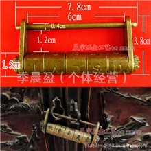 仿古大号文字密码锁头锁具老式铜锁古董锁如意锁五轮