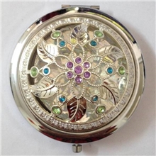 独家生产镶钻镂空金属化妆镜