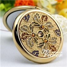 小化妆镜圆形镜子折叠镶钻化妆镜双面化妆镜鏡廠厂家G9192