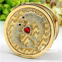 台式化妆镜水晶双面折叠化妆镜工厂时尚镶钻化妆镜G9811