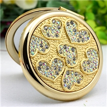 化妆镜生产厂家心形镜圆形镜子折叠金属镜鏡廠批发G9184