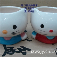 陶瓷小花盆卡通花盆批发仿真绿植盆之KITTY小盆