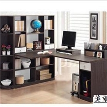 简约转角电脑桌+书桌+超大自由组合书柜书桌组合宜家