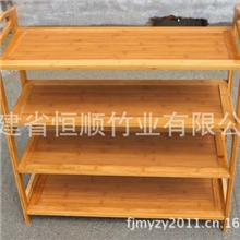 厂家直销新款楠竹四层平板鞋架书架多功能鞋架竹鞋架