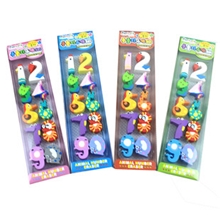 FUNJOY韩国文具批发卡哇伊数字橡皮套装.01780四色