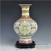 景德镇手工镂空象牙陶瓷器《粉彩竹节》现代时尚宜家田