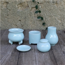 龙泉青瓷香炉套装篆香炉打篆空熏炉香道瓶香粉罐碳碟香道5件套