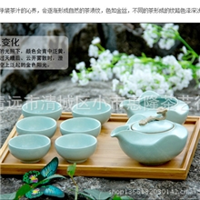 汝窑茶具套装元本道如意壶8头茶组开片茶壶陶瓷功夫茶杯