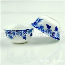 青花茶杯蝶恋花高白茶杯陶瓷茶具高白瓷高档后窑创意茶具