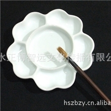 陶瓷调色盘6格国画山水用品梅花形调色碟白色调色碟