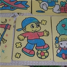 厂家批发儿童益智玩具DIY沙画大号黄底15*20