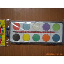 供应儿童美术用品颜料盒装水彩粉饼厂家直销10色28MM水彩粉饼