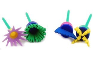 儿童绘画涂鸦好海绵刷早教用具海绵印章花形印章4支套